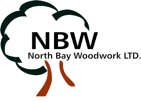 A green background with the words north bay woodwork in black.
